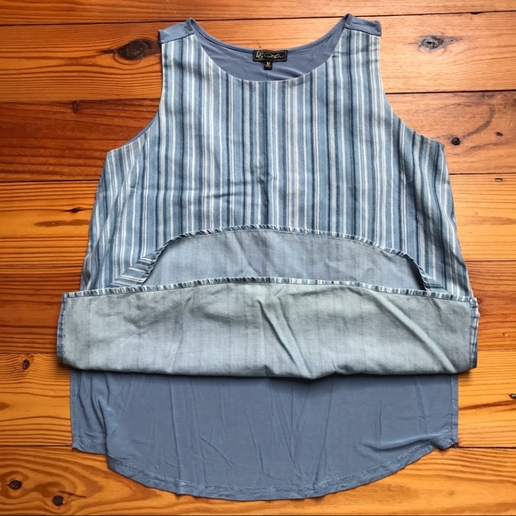 DG2 Diane Gilman Blue Soft Denim Striped Tank Top, EUC, M - Picture 10 of 13